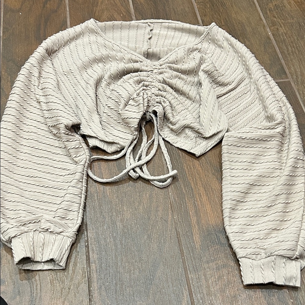SHEIN Cream Textured Crop Top